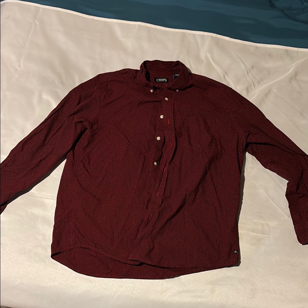 Chaps Men's Red Casual Button Down Shirt